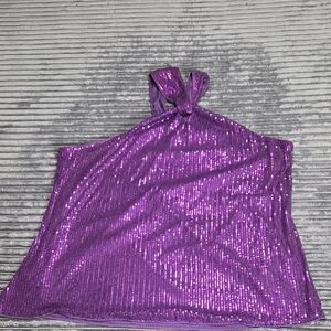 Grace Karin Sparkling Purple Halter Blouse